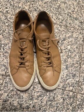Common Projects Men's Tan Leather Low-Top Sneakers. Size 12